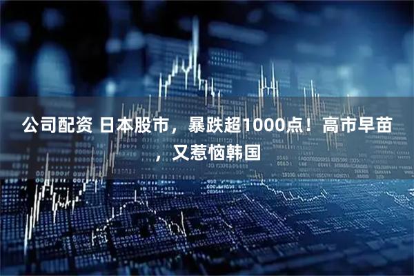 公司配资 日本股市，暴跌超1000点！高市早苗，又惹恼韩国