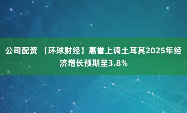 公司配资 【环球财经】惠誉上调土耳其2025年经济增长预期至3.8%